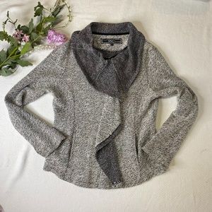 BNCI By Blanc Noir Zipper Ruffle Sweater XL, Blk&Wht Knit Long Sleeve